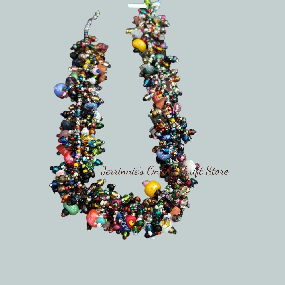 Multicolored Hand‎ Beaded Necklace B2026